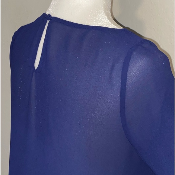 Last April Anthropologie Royal Blue Long-Sleeve Flowy Top w/Cutouts Size Medium - Picture 6 of 10